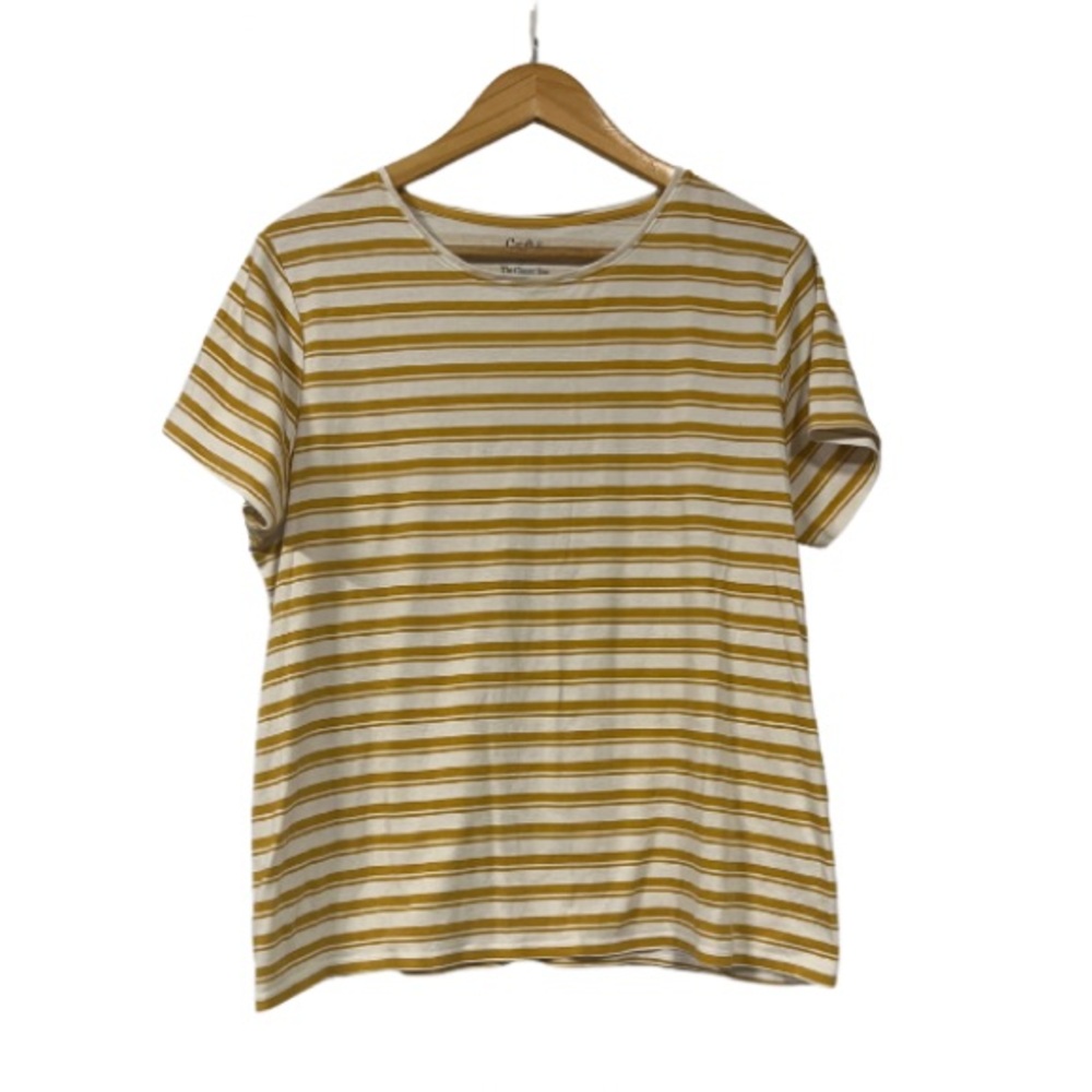 Croft & Barrow Yellow and White Striped Tee